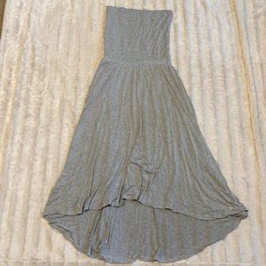 Gray dress or skirt high waisted skirt or tube top dress high low stretchy flowy